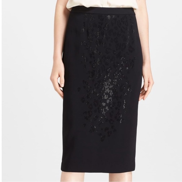 NWT ALC Black Crystal Embellish Pencil Midi Skirt size 0